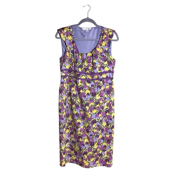 Boden Women Tulip Print Sheath Midi Dress Sz.10R Purple EUC Romantic Preppy Boho - Picture 1 of 11
